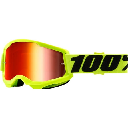 100% Strata 2 Goggles (OSFA, Fluo Yellow / Mirror Red Lens)