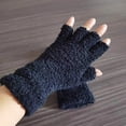 thumbnail image 2 of harmtty Winter Gloves Unisex Half-finger Thermal Gloves Soft Fleece Elastic Wrist Anti-slip Windproof Extended Wrist Ideal for Winter Weather Writing Typing 1 Black, 2 of 8