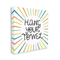 Stupell Industries Kids' Hang Your Towel Bathroom Rules Rainbow Stripes Typography Painting Gallery Wrapped Canvas Print Wall Art, 24 x 24