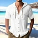 thumbnail image 1 of Playeras Elvqul de Hombre Economicas Liso Blanco Manga Corta con Capucha Botones, 1 of 6