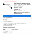 thumbnail image 2 of Front Right Lower Control Arm and Ball Joint Assembly - Compatible with 2017 - 2021 Honda Ridgeline 2018 2019 2020, 2 of 2