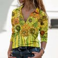 thumbnail image 2 of Tops de Mujer Elegante Blusa Casual Camisas de Manga Larga Otoño de Moda Cuello en V Estampado Floral Pullover Top Odeerbi ODB170569, 2 of 5