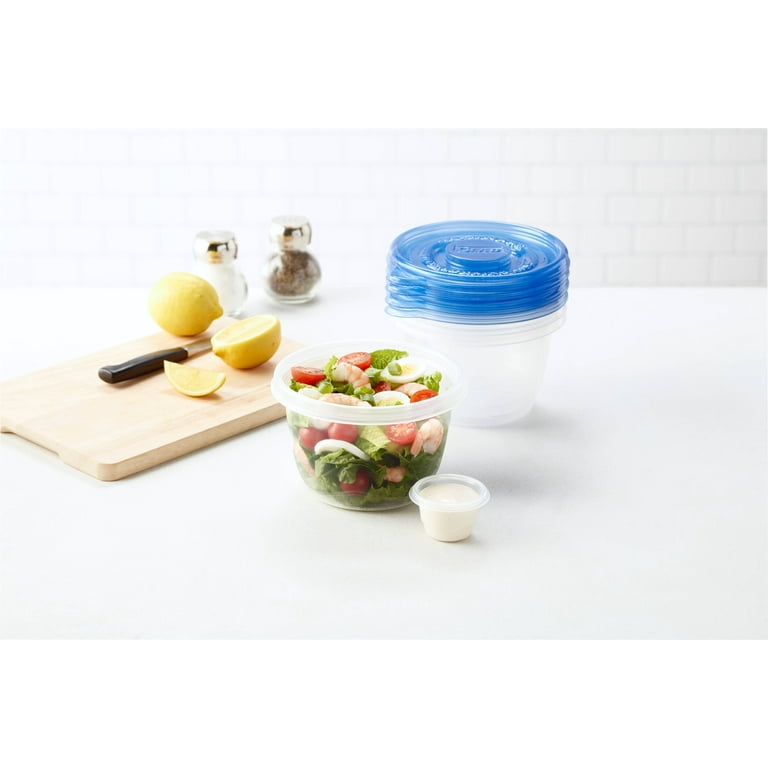 Glad Food Storage Containers - Matchware Round Containers - Two 16 Ounce -  Two 32 Ounce