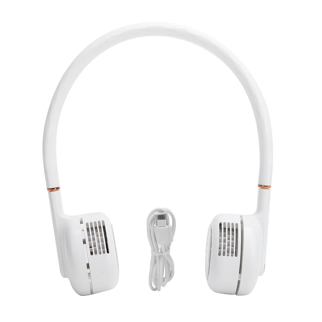 Ventilador portátil NoBlade de silicona ABS compacto para colgar en el cuello para el hogar, deportes al aire libre en dormitorios (blanco)