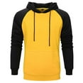 thumbnail image 2 of Miluxas Long Sleeve Tops for Men Men Hoodies Color Block Patchwork Blend Fleece Pullover Kanga Pocket Sweatshirts Yellow 10(XL), 2 of 4