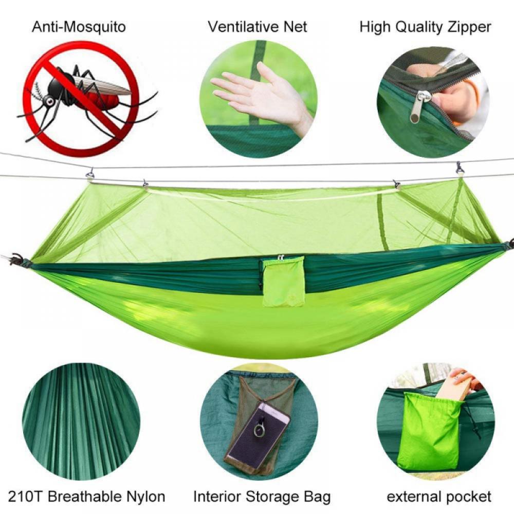 Camping Hammock with Mosquito Bug Net, Tree Straps, Carabiners, Sling and Storage Bag, Outdoor Portable Hammock for Men Women Kid for Backpacking, Patio, Hiking, Yard, Camping - image 2 of 6