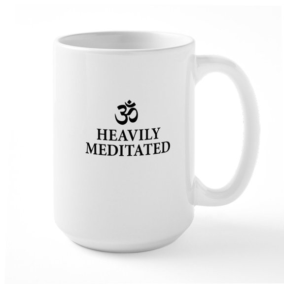 CafePress - Heavily Meditated Funny Yoga Mugs - 15 oz Ceramic Large White Novelty Mug