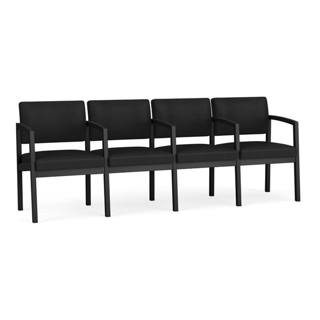 Fauteuil de Réception en Acier Lenox pour Salle d'Attente, 4 Places / Acier Noir / Noir
