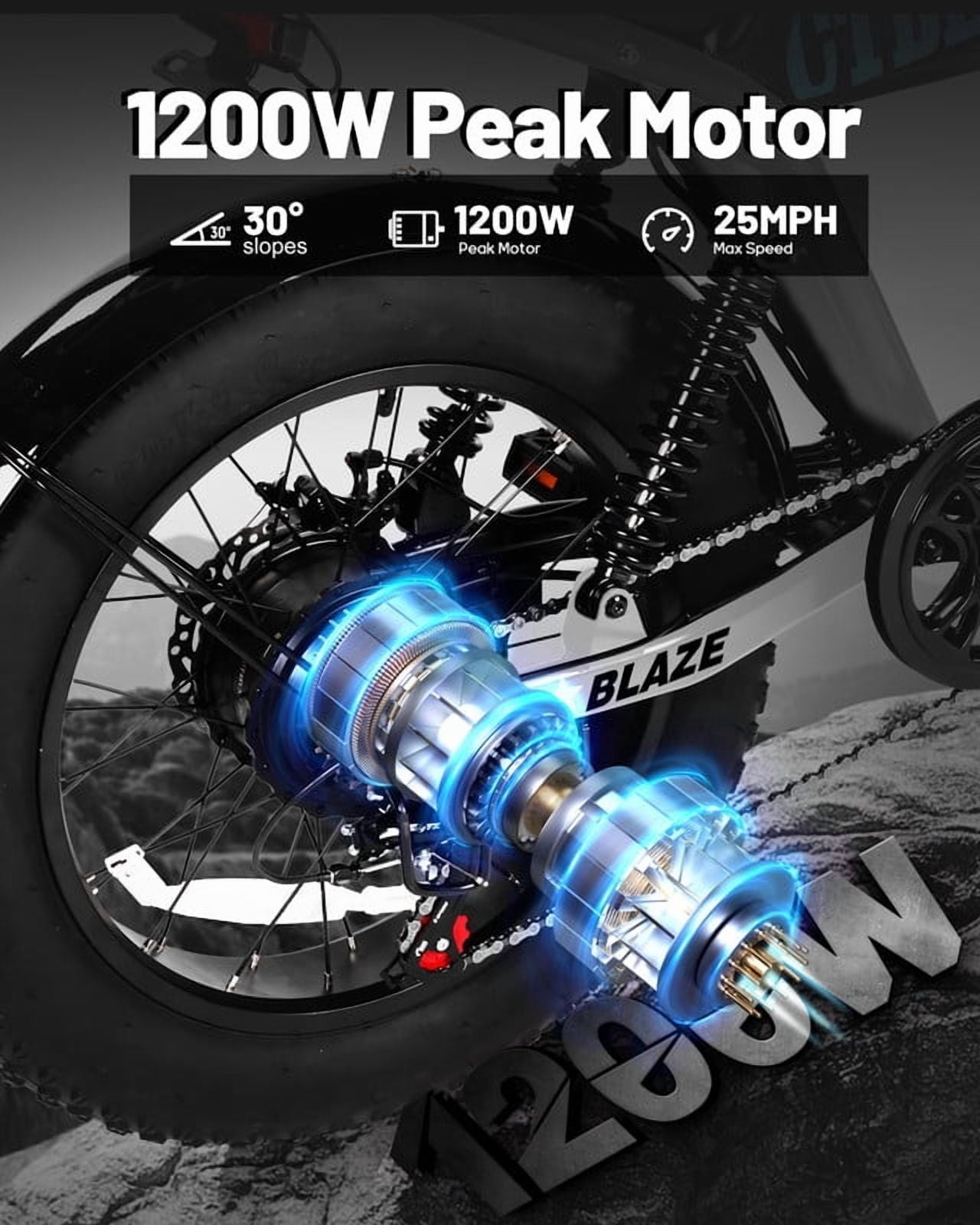 Electric Bike, 16"x4.0" Fat Tire Ebikes for Adults, 750W Peak 25 MPH Electric Mountain Bike, 48V 10.4 AH Battery, 7-Speed E-Bike with Free Lock
