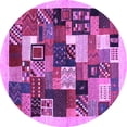 thumbnail image 1 of Ahgly Company Indoor Round Abstract Purple Contemporary Area Rugs, 4' Round, 1 of 4