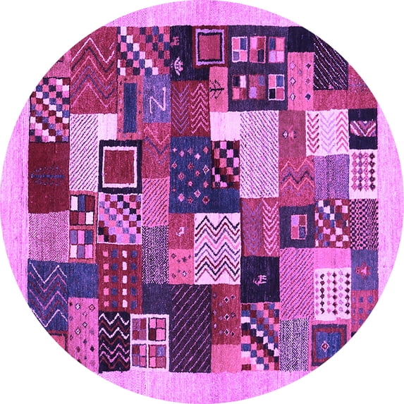 Ahgly Company Indoor Round Abstract Purple Contemporary Area Rugs, 7' Round