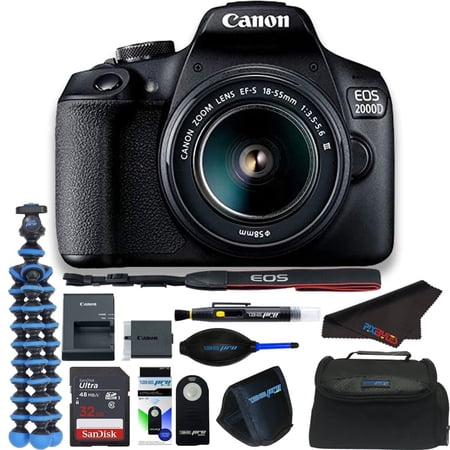 PixiBytes EOS 2000D / Rebel T7 24.1 MP CMOS DSLR Camera with 18-55mm Lens Basic Kit, Black