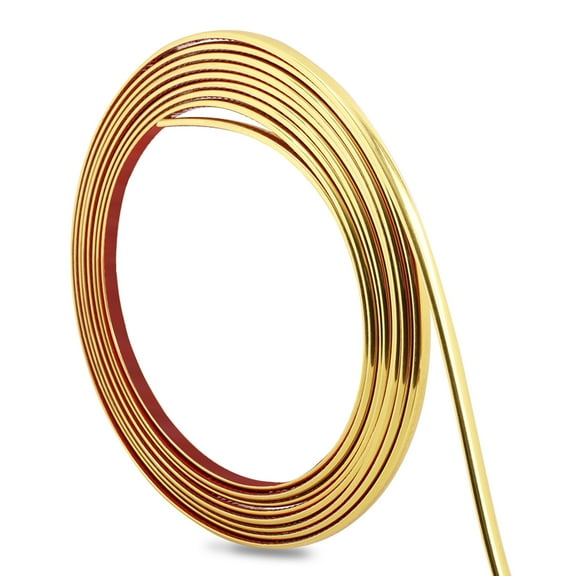 Gaahing Peel and Stick Finish Molding Trim for Wall, Ceiling, Mirror, Tile Edge, Furniture and Home Decoration,Shiny Gold, 196"L x 0.39"W