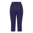 thumbnail image 6 of WQQZJJ Ladies Solid Color Capri Pants, Elastic Waist Pocket Wide Leg Pants Casual Stretch Fashion Pants Summer Women's Clothing, 6 of 7