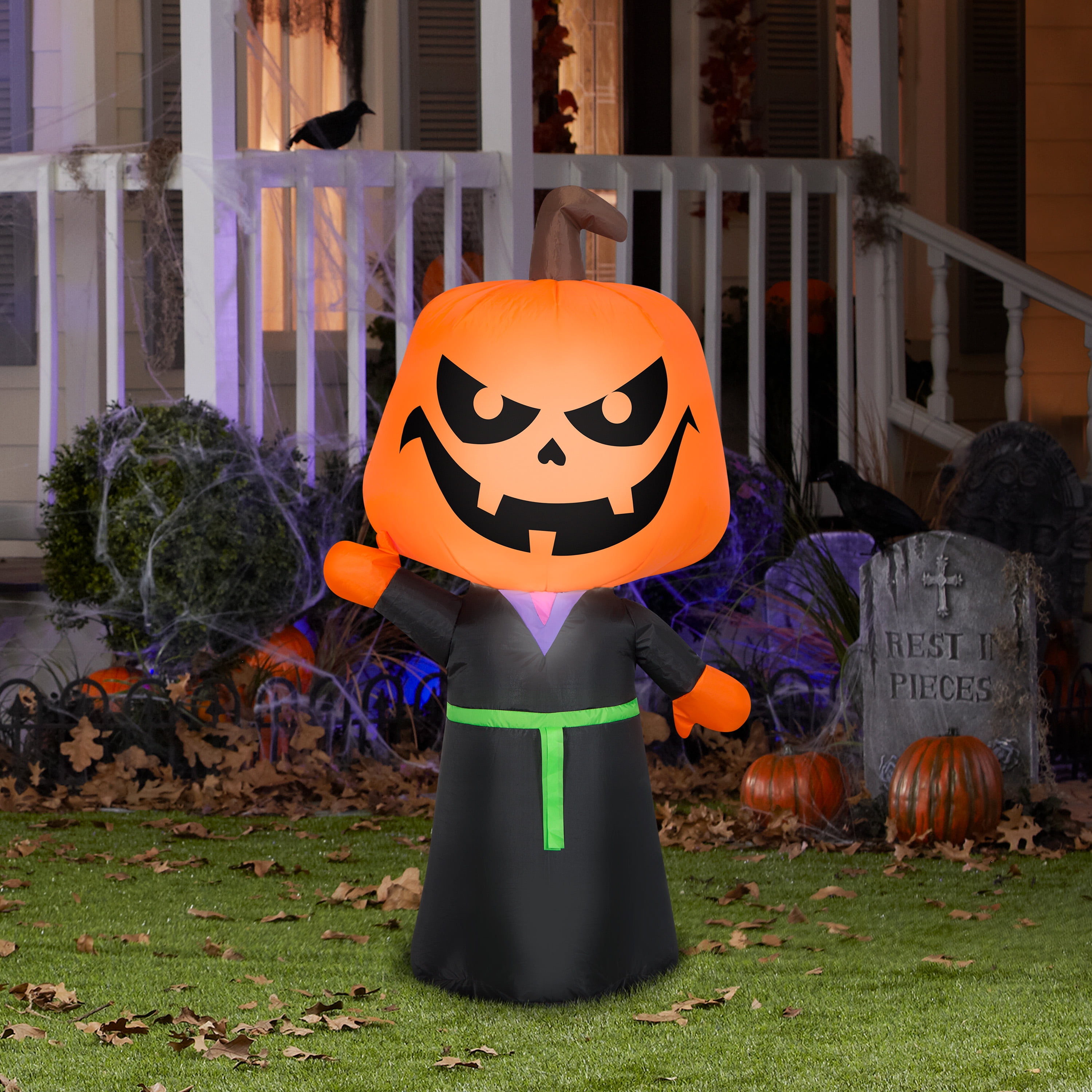 Gemmy LED Pumpkin Reaper Halloween offers Inflatable 5 ft Creepy Tall Lights Up