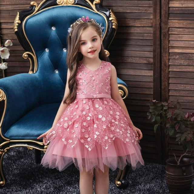 US Baby Girls Flower Dress Princess Birthday Party Gown Kids Tutu Pageant Maxi E - Foto 3
