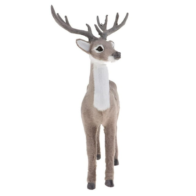Simulación de ciervos navideños en miniatura, modelo de reno de de navideño, perfecto para adornos de jardín de hadas, accesorios de fotogr Soporte gris Macarena Figuritas de animales coleccionables
