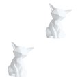 thumbnail image 1 of Bewildely Estatua de porcelana para el hogar, exquisita y única, de gato adecuada para animales geométricos de porcelana exquisitos hechos en Blanco S 2Conjunto, 1 of 1