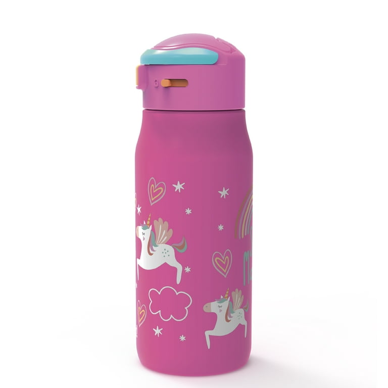 JARLSON Kids Water Bottle - Mali - Insulated Stainless Steel Water Bottle with Chug Lid - Thermos - Girls/Boys (Unicorn 'Mosaic', 18 oz)