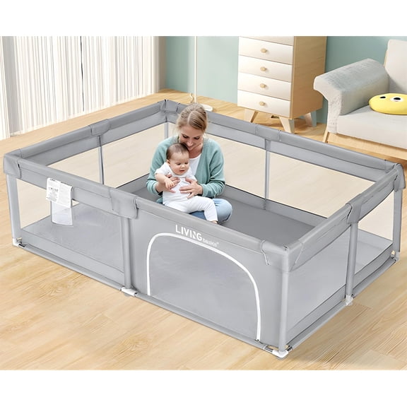 Parc pour Bébé, Très Grand Parc 73"x61 Pouces Barrières pour Tout-Petit, Centre d'Activités de Sécurité pour Enfants, Parc pour Nourrisson Clôture pour Bébé avec Porte