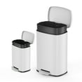 thumbnail image 3 of (2 pack) Qualiazero 13.2 Gallon and 3.2 Gallon Trash Can Combo, Rectangular Shape Step Can Combo - Matte White, 3 of 12