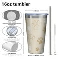 thumbnail image 4 of 16oz Tumblers Dog Paw Footprint Stainless Steel Vacuum Insulated Double Wall Travel Tumbler Cups Mug with Lid and Straw,Cleaning Brush for Coffee,Tea, 4 of 4