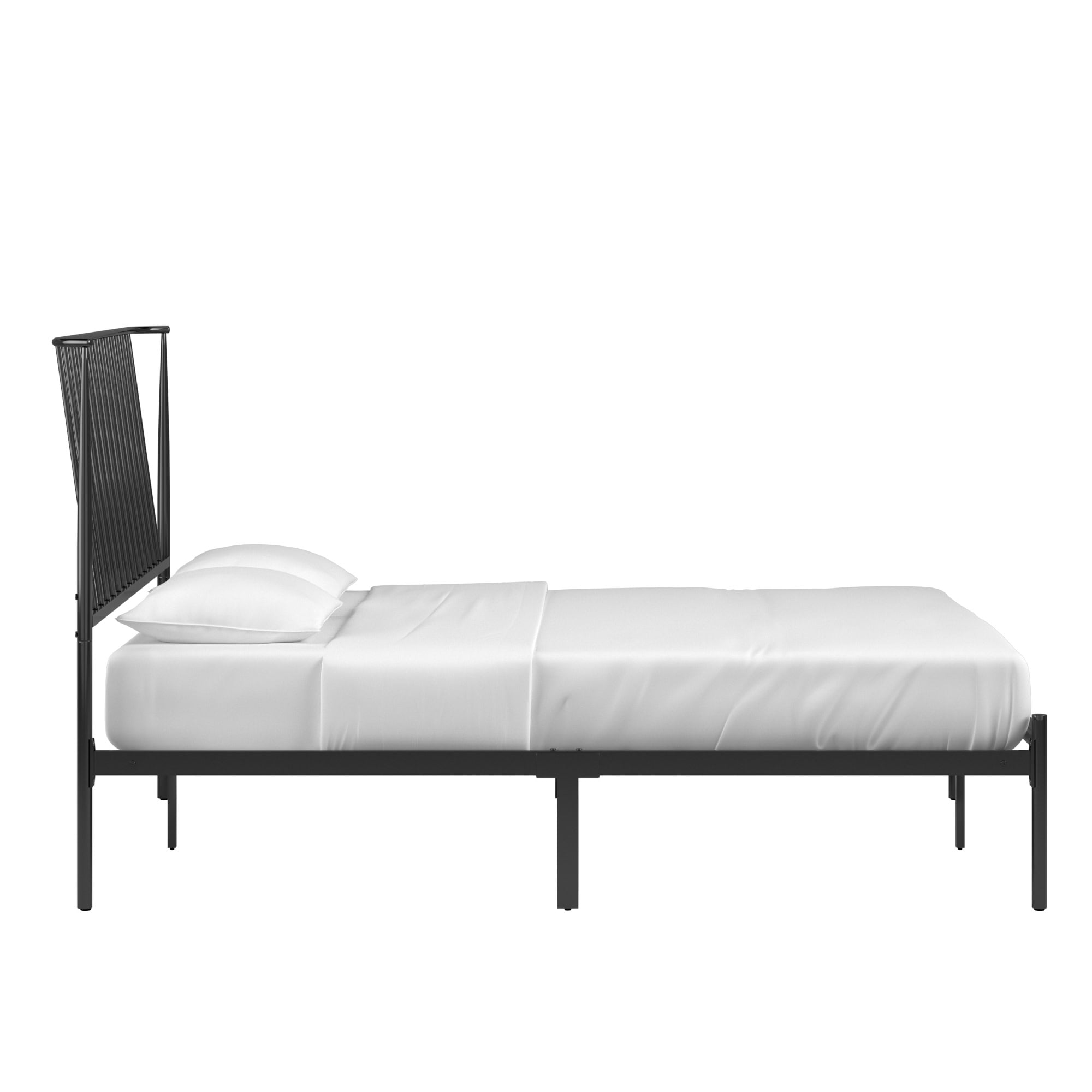 Weston Home Belisse Metal Platform Full Bed with Curved Metal Headboard, Black