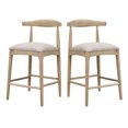 thumbnail image 3 of Christopher Knight Home 37.5" Mid-Century Counter Stools with Curved Backrest and Puffy Seat, Pebble, Set of 2, 3 of 9