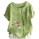 thumbnail image 2 of Xuyuer Women's Spring And Summer Block Print Round Neck Button Short Sleeve Casual T-Shirt, 2 of 5