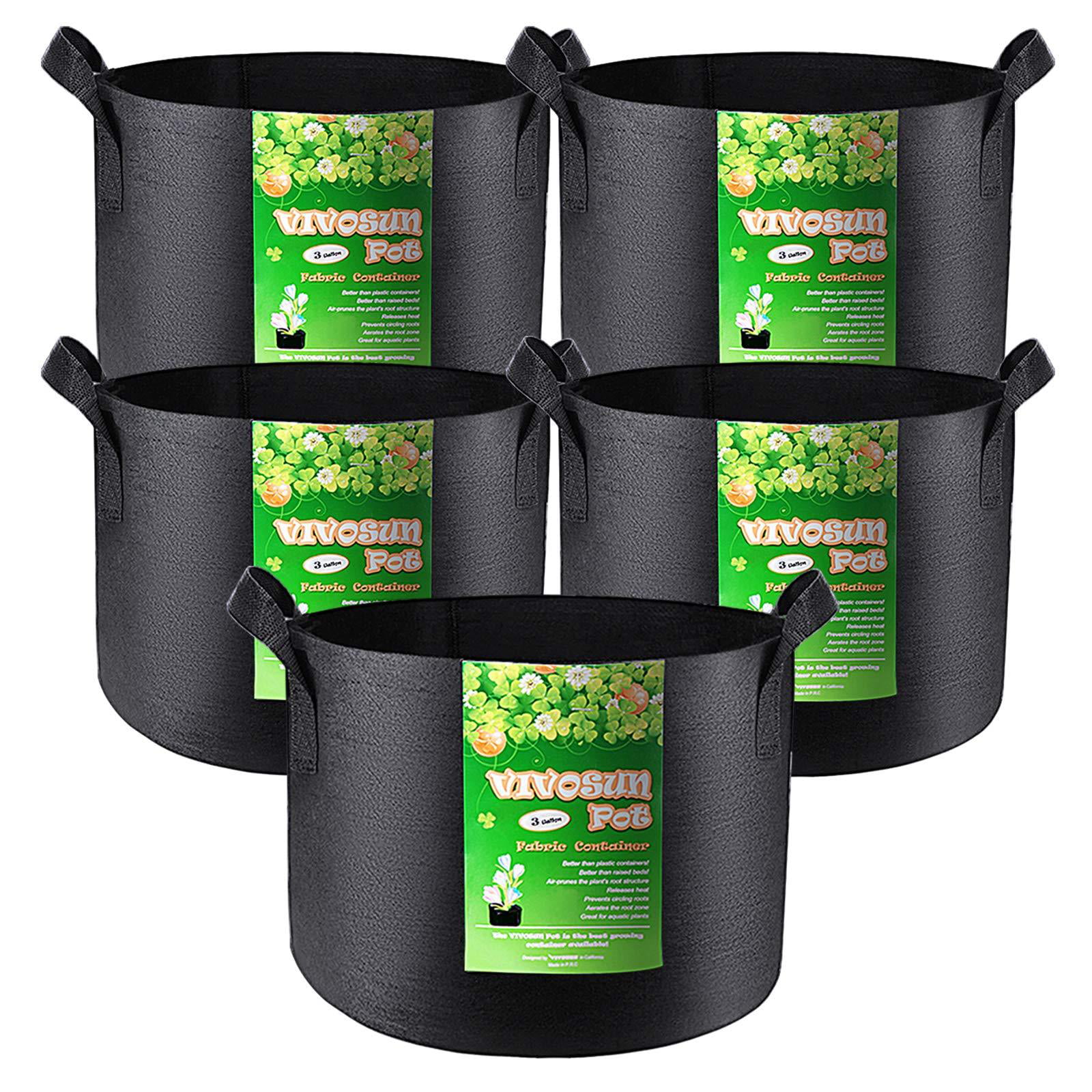 7 Gallon 5 Pack 1/3/5/7/10 Gallon Grow Bags,Heavy Duty Thickened Nonwoven Aeration Fabric Pots Portable Grow Bags with Handles Indoor & Outdoor Grow Containers for Vegetable/Flower/Plant/Fruits