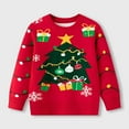 thumbnail image 2 of Chandail de Noël 2025 pour Enfants Garçons et Filles Col Rond Garde au Chaud Base Tricotée Rouge, 2 of 6