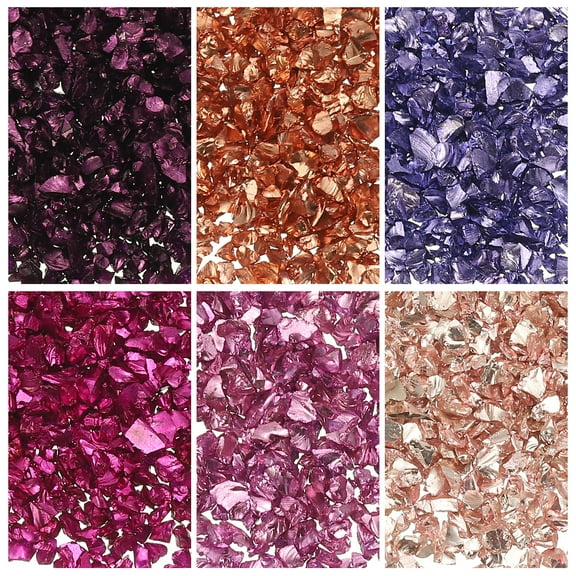 6 Colors Crushed Glass Chips, 1-3mm Irregular Glitter 33g, Pink Color Series
