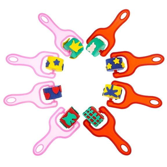 MEIBUTYUP 8-Piece Sponge Stampers Set with Assorted Colors, Portable Painting Rollers for Kids and Adults, Easy to Use Art Tools