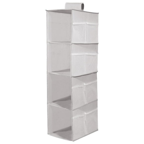 Foldable Hanging Closet Organizer Clothes Shoes Bag Storage Shelves Big Capacity Gray
