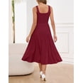 thumbnail image 4 of Vestido Zattcas para mujer 2025, primavera y verano, cuello cuadrado, rojo vino, 4 of 6