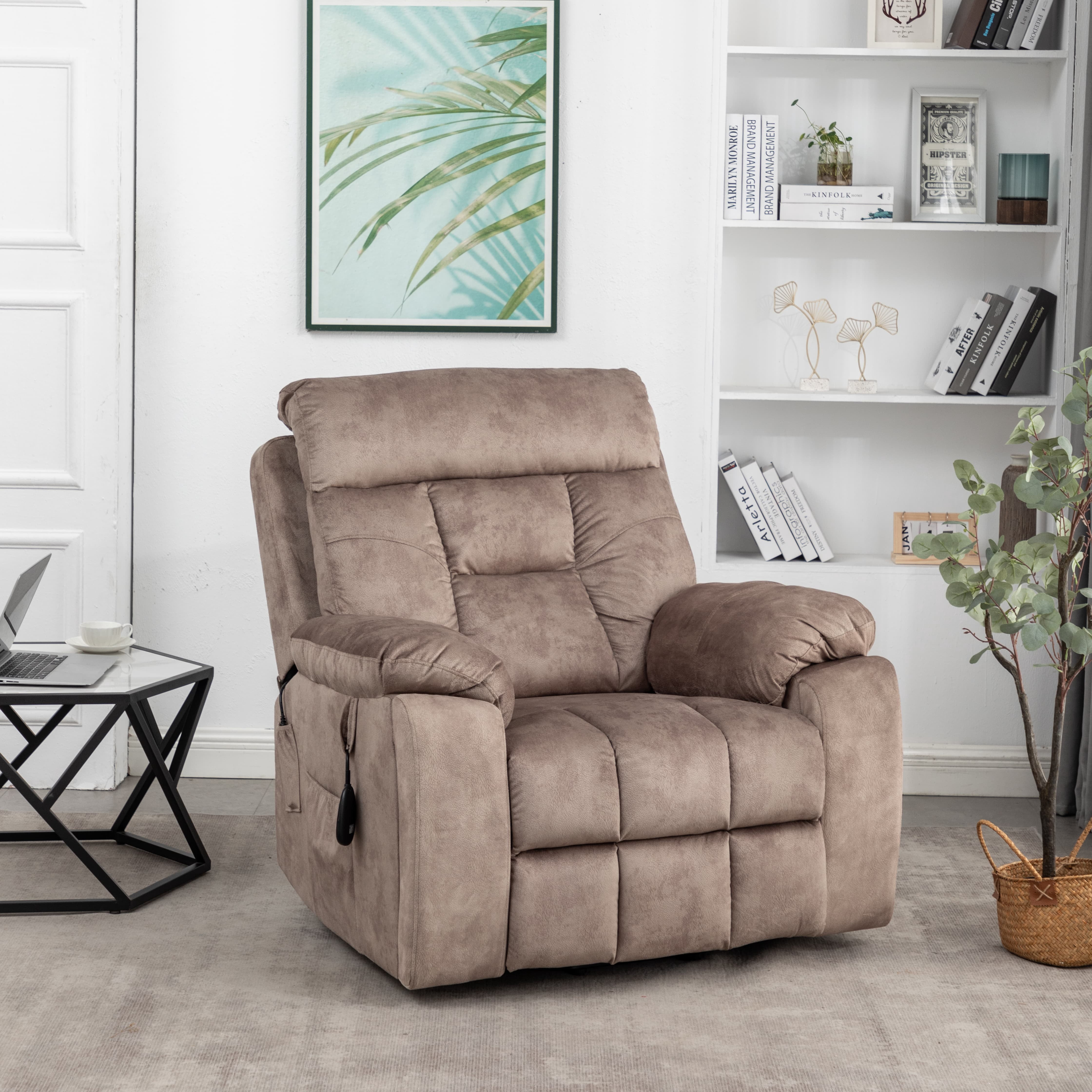 Large Power Lift Recliner Chair for Elderly,Recliner Chair with Heat and Massage for Living Room,Antique Brown