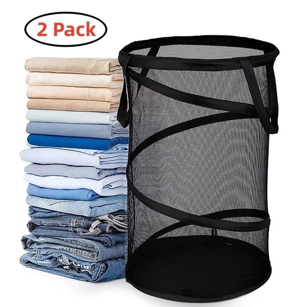Svnfy 3-Pack Collapsible Laundry Baskets - 8 Gallon Each, Foldable Fabric Hampers (Black)