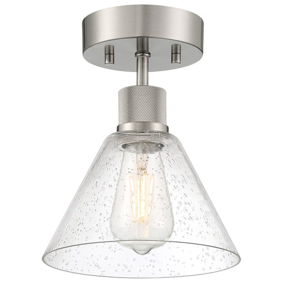 63146LEDDLP-BS/SDG Access Lighting Port Nine - 9W 1 LED Semi-Flush Mount In Transitional Style-11 Inches Tall and 8 Inches Wide-Brushed Steel