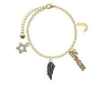 thumbnail image 2 of Delight Jewelry Silvertone Medium Black Enamel Angel Wing Goldtone Dream Big Charm Bracelet, 7.5+2" Extender, 2 of 4