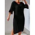 thumbnail image 4 of Vestido para Mujer con Escote en V, Media y Abertura Lateral. Negro M, 4 of 8