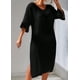 thumbnail image 4 of Vestido para Mujer con Escote en V, Media y Abertura Lateral. Negro S, 4 of 8