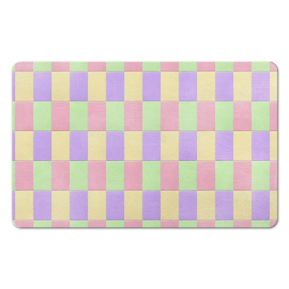 Tapis de Bain Long Lavable à la Machine - Tapis Coureur de Salle de Bain à Carreaux, 20x32 Pouces, Antidérapant, Microfibre Douce, Absorbant l'Eau.
