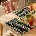 thumbnail image 4 of Yellow Black Stripes Placemats Set of 8 Modern Grey Ombre Abstract Striped Place Mats Indoor Wipeable Table Mats Washable Cloth Dining Table Placemats for Kitchen Holiday Party Home Decor 13x19 Inch, 4 of 9