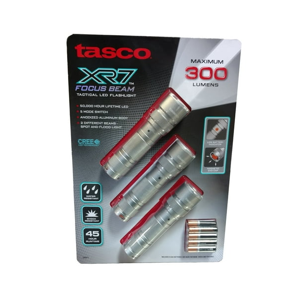 Tasco XR7 Focus Beam Tactical LED Flashlight, Gray (3-Pack) - Walmart