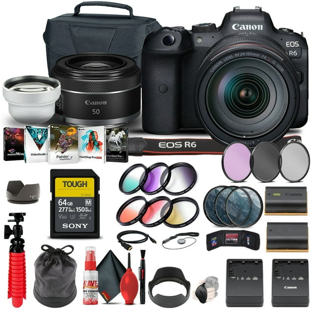 Canon EOS R6 Mirrorless Camera with 24-105mm F/4L Lens (4082C012) + More
