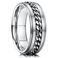 thumbnail image 1 of Anillo King Will Intertwine Spinner de 8 mm, plateado y acero inoxidable, 1 of 7