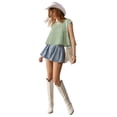 thumbnail image 4 of Peplum Tops for Women Crew-Neck Ruffled Bobydoll Tunic Tank Shirts Loose Fit Summer Outfits Green XL, 4 of 9