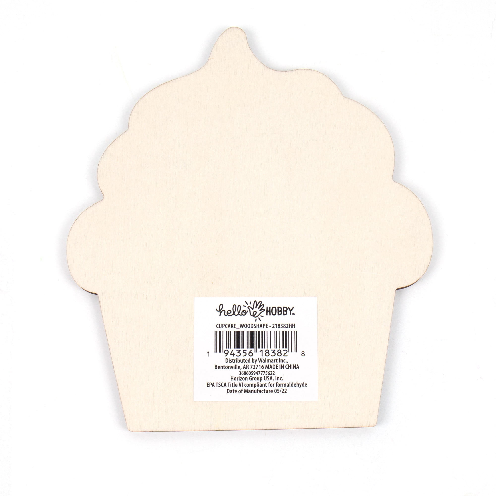 (4 pack) Hello Hobby Cupcake Wood Shape, 0.07 lbs