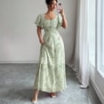 thumbnail image 6 of Women’s Summer Maxi Dress Casual Chiffon Floral Short Sleeve V Neck A-Line Flowy Dresses Beach Wedding Guest Dress Light Green XL, 6 of 6