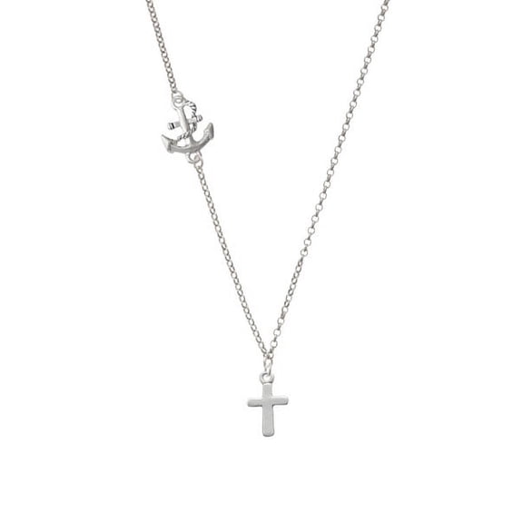 Simple Plain Small Cross Delicate Anchor Necklace